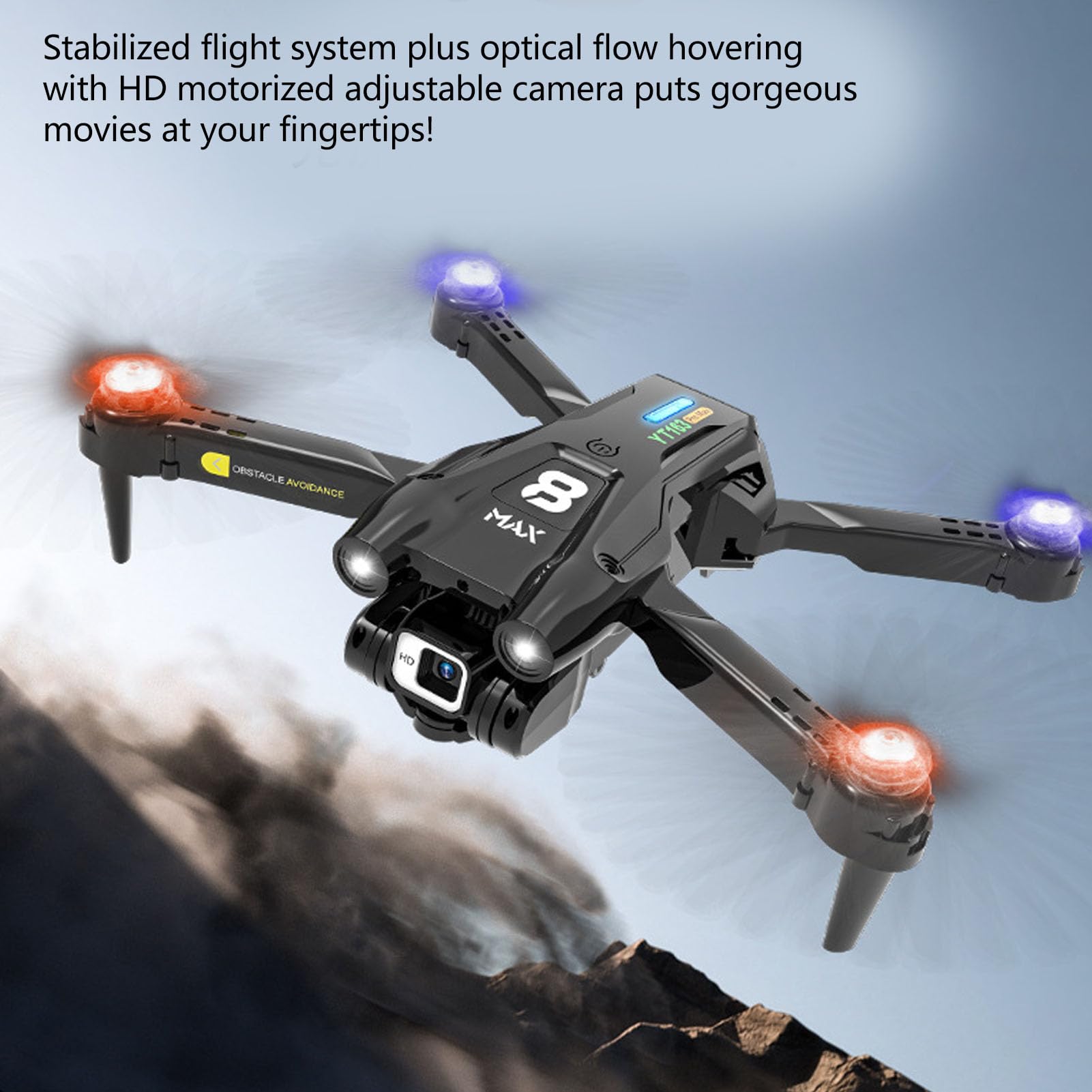 RC Drone LED Light Podwójny Aparat HD 50-krotny Zoom Inteligentne Unikanie Przeszkód Składany Quadkopter z Czujnikiem Grawitacyjnym dla Dorosłych Dzieci Początkujący