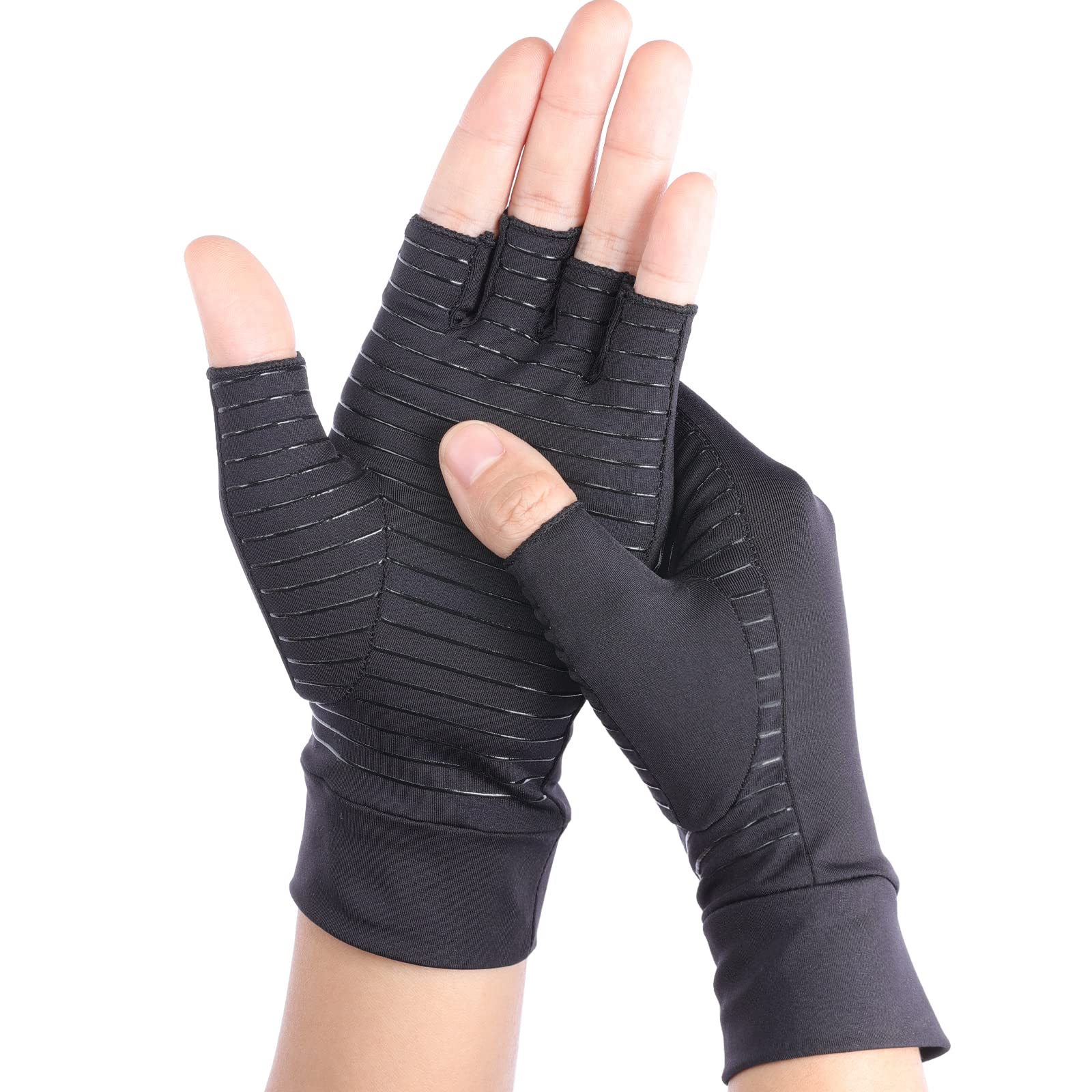 XWCHASA Copper Compression Gloves, Fingerless Design Copper Infused Gloves for Unisex Arthritis Gloves