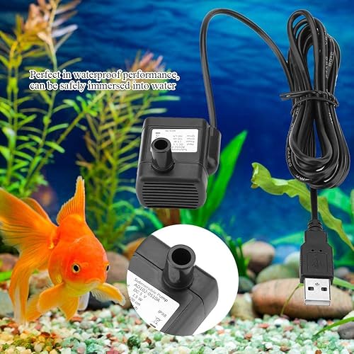Miniatura 6 de Pequeño sumergible, sin escobillas, para acuario DC 5 V, mini USB, bomba de circulación de agua sumergible con 3 ventosas