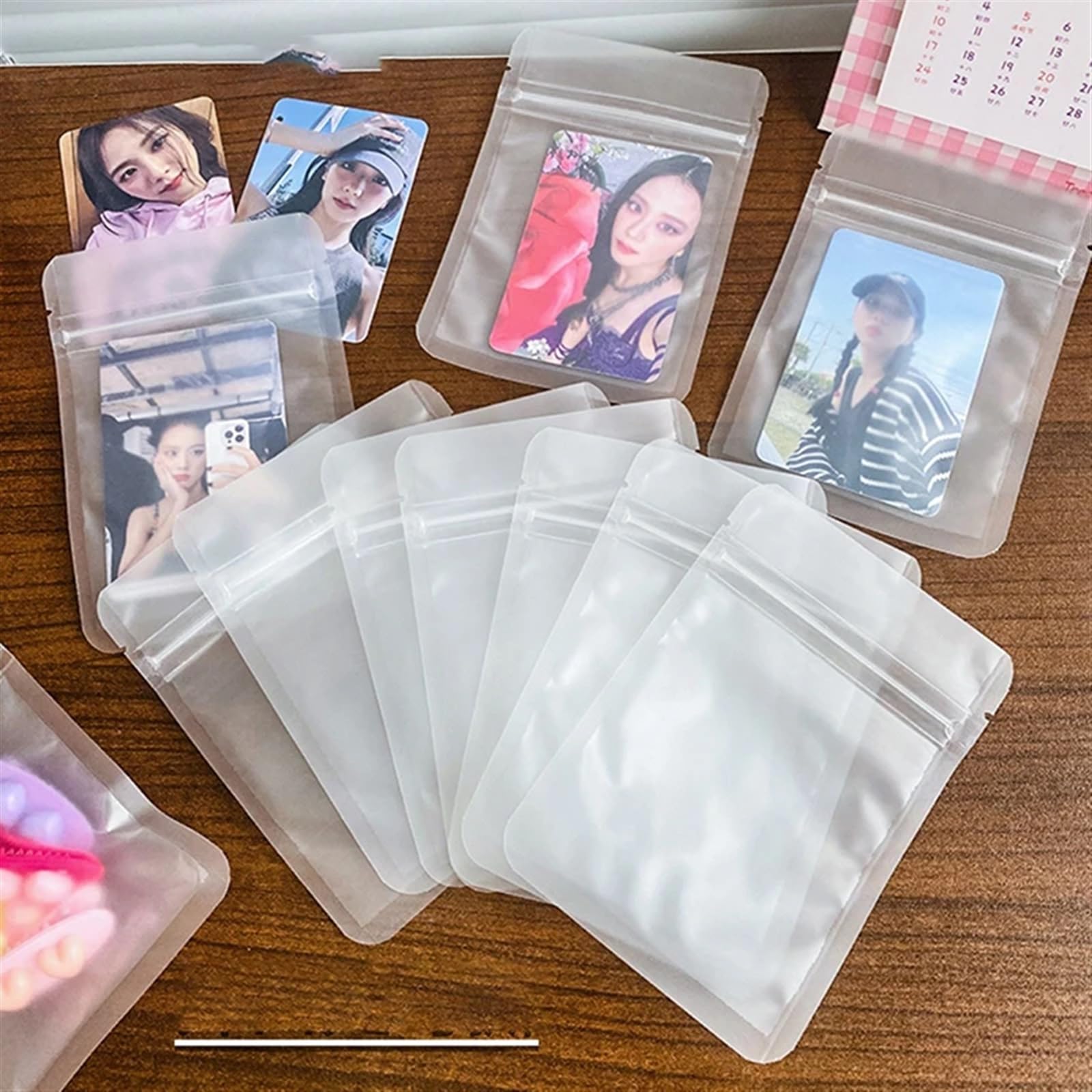 Sacchetti con chiusura a zip, Confezione da 10 sacchetti piatti con chiusura a zip, in plastica PP a prova di umidità, termosaldabili e richiudibili(10pcs L)