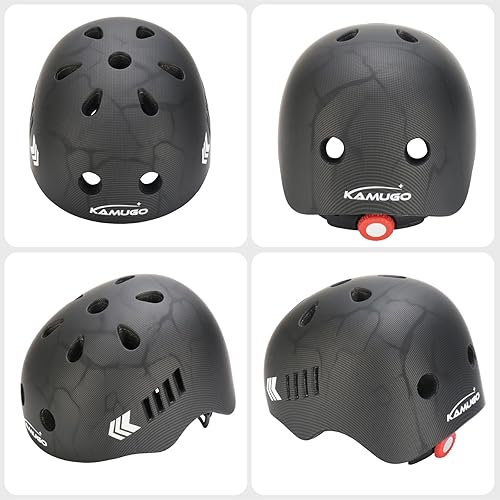 Miniatura 18 de KAMUGO Juego de casco de bicicleta para niños, casco para niños de 2 a 8 años con equipo de protección deportiva, rodilleras, coderas, muñequeras