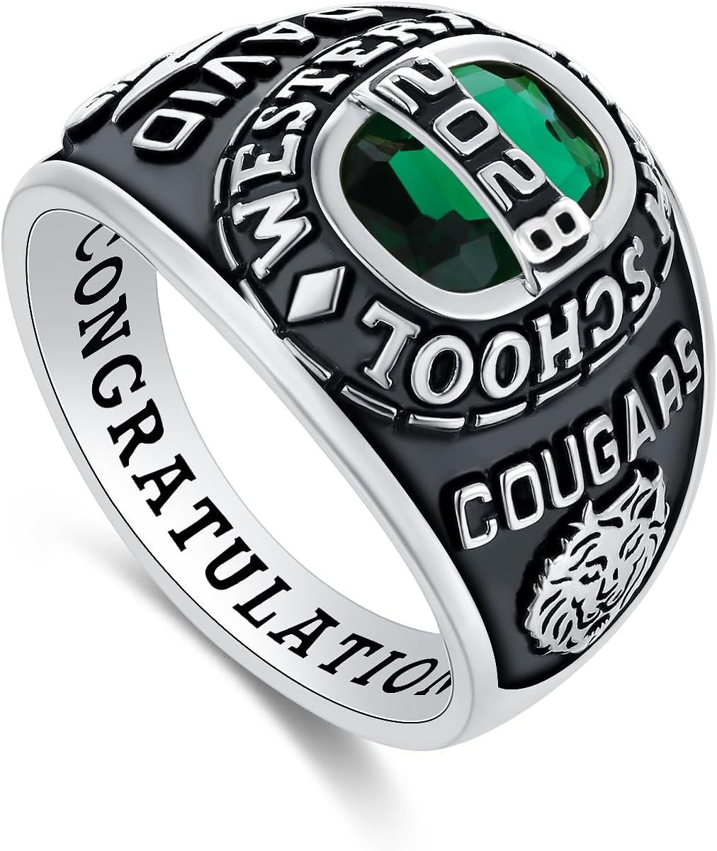 Official Mementos USA Premium American Brand Class Ring for Men – Express 5 Day Option - Royal Collection – Genuine Silenium, 925 Sterling Silver or 10KT Gold – Customized High School College University Class Ring – Graduation Gifts