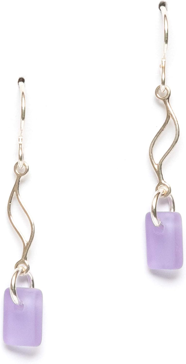 Journey Sea Glass Earrings - Sterling Drop Beach Earrings for Women by EcoSeaCo, using sustainable, recycled and repurposed material. Handmade Jewelry in the USA