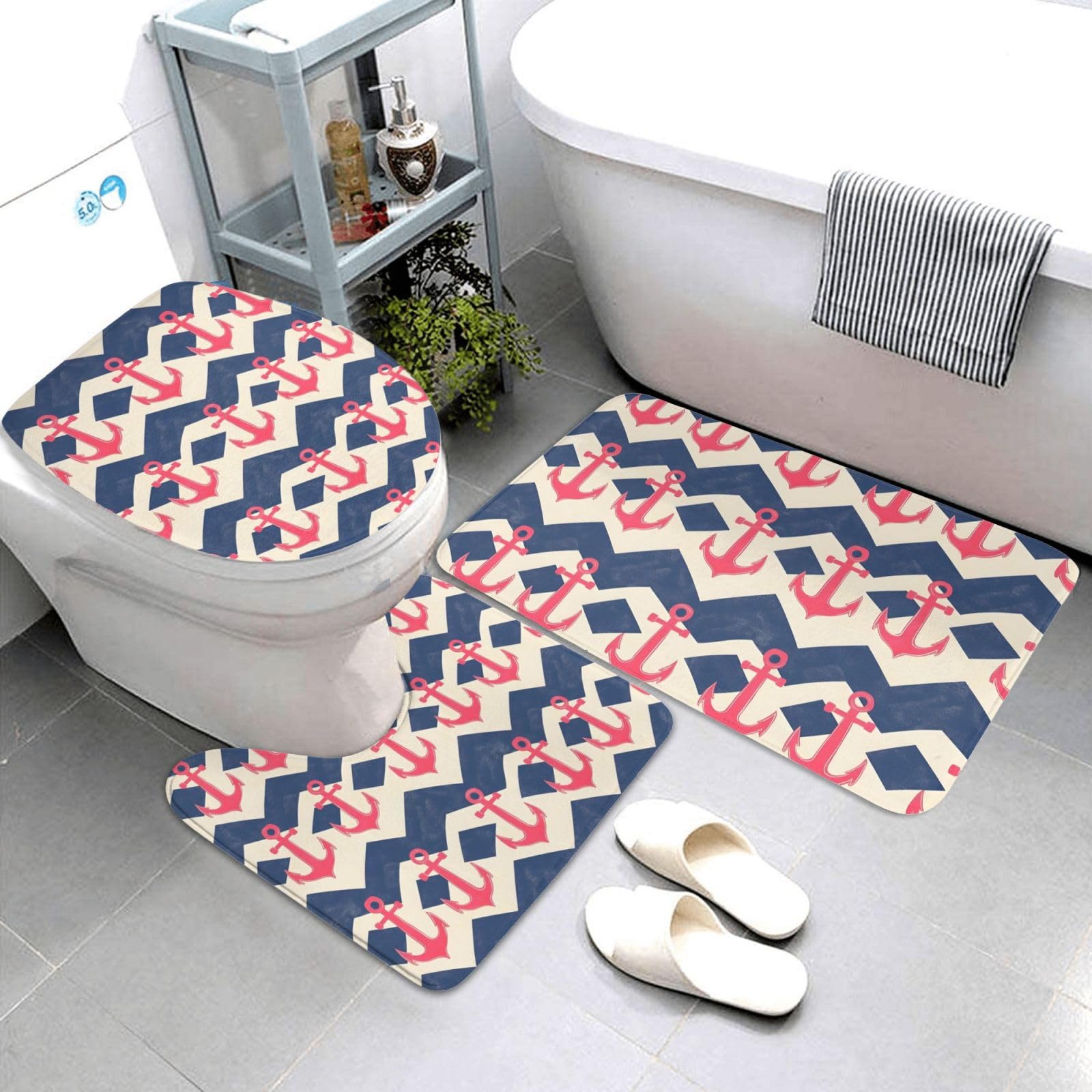 Tapis de salle de bain absorbant et antidérapant lavable en machine lot de 3