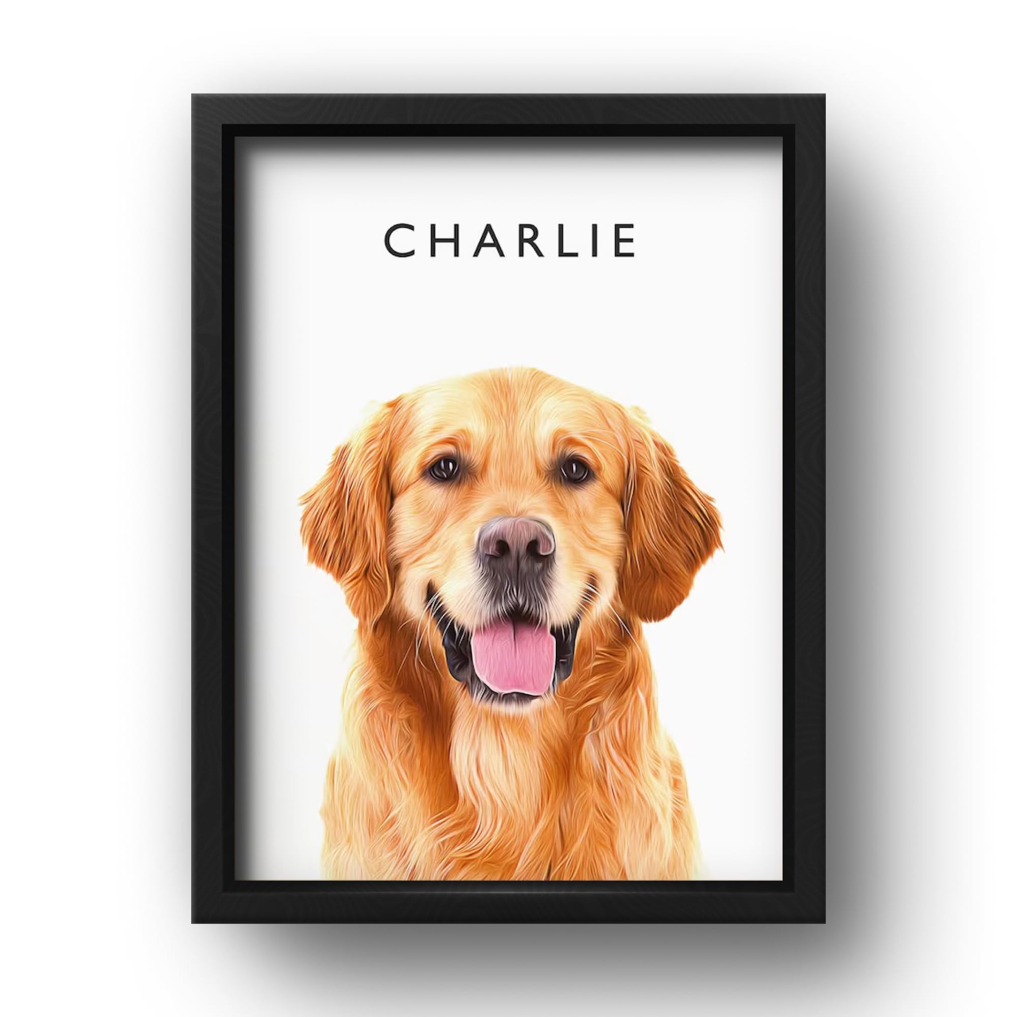 Custom Pet Portrait Photo Frame, Printable Digital Oil Painting Style Wall Art Frame, Personalized Dog Photo Frame Gift for Pet Lovers (Modern, Black, 8.5X11)-image-2