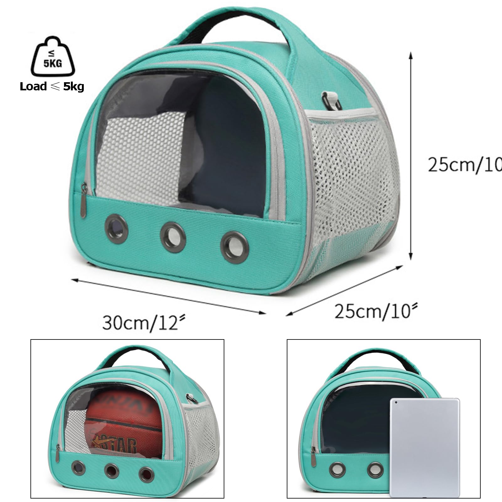 SOONHUA Bolsa de Transporte de Animales pequeños,Bolsa de Viaje saliente para Mascotas,Portador de Conejillos de Indias portátil con Ventana Transparente y Malla Transpirable para Indias Ardilla