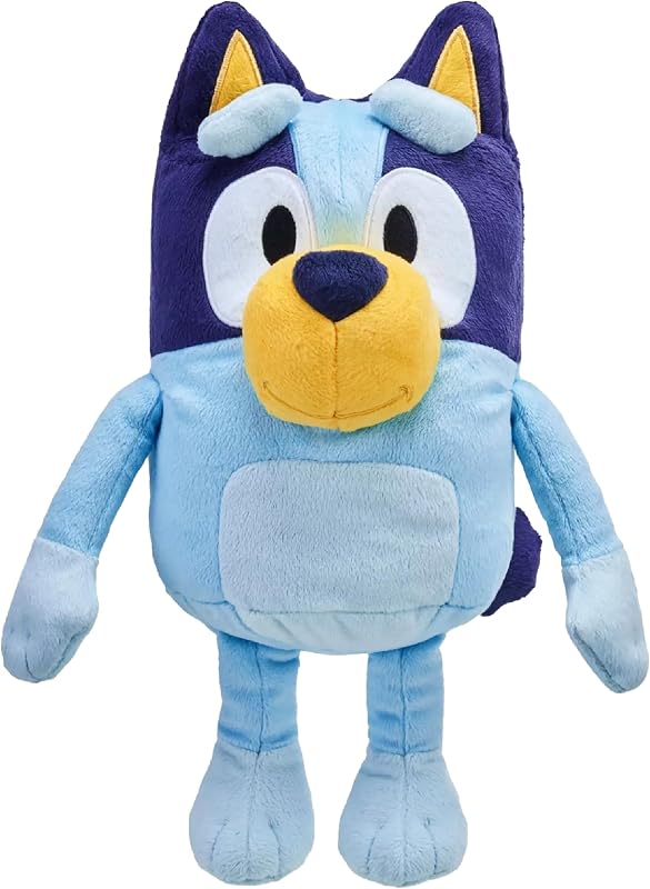 Talking Plush, 13-Inch Musical Toy with 9 Phrases | Press tummy for phrases & theme song sing-along, soft deluxe fabric; interactive Bluey toy for toddlers