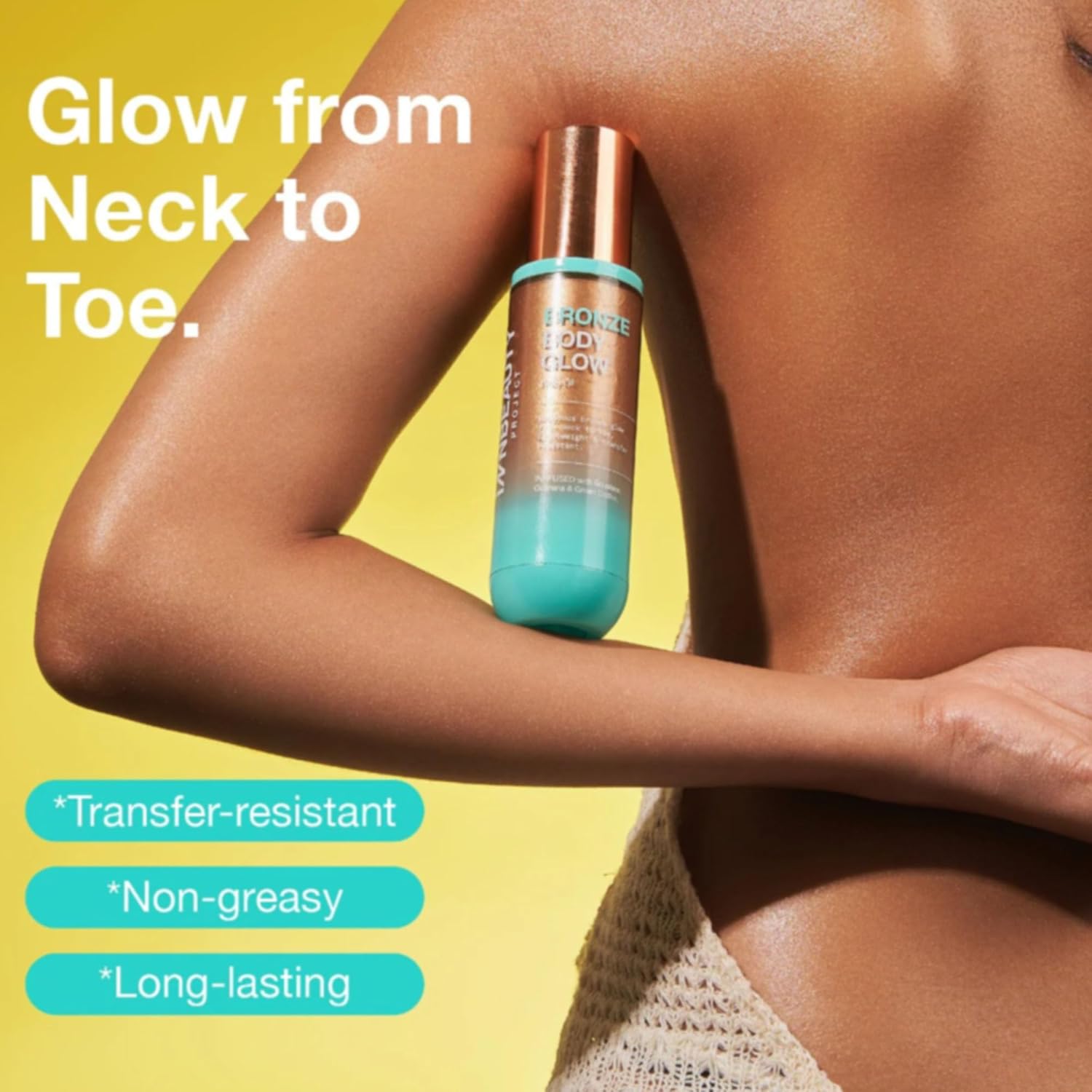 INNBEAUTY Project Bronze Body Glow Oil Transfer-Resistant Luminous Body Oil with Guarana & Green Coffee, 2.7 OZ (80ml)