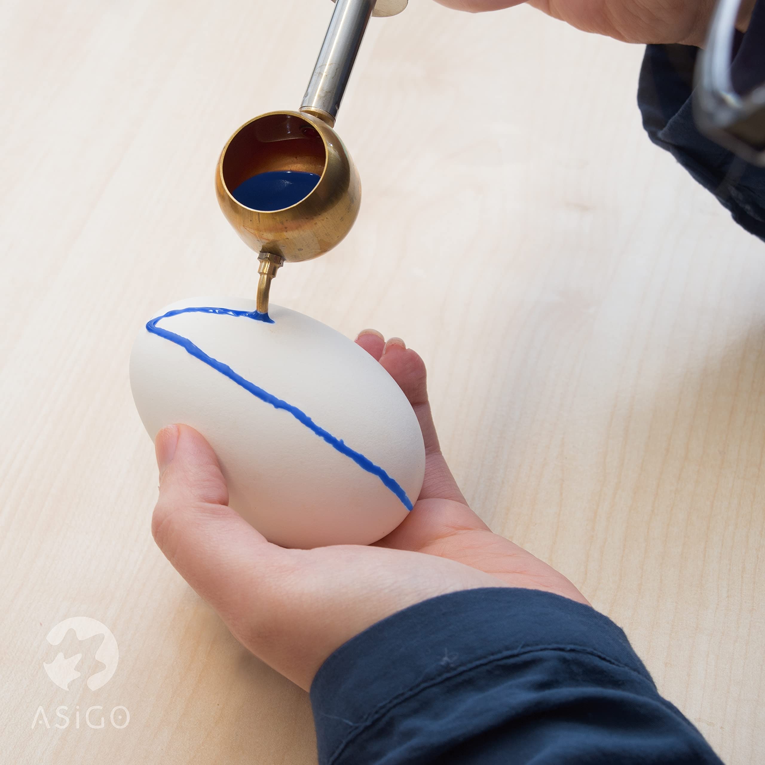 Tjanting - Strumento per Applicazione Cera Calda Liquida | Inclusi 3 Barattoli di Cera in 3 Colori (Blu, Bianco e Rosso) | per Il Design Tessile, Bricolage, Decorazioni | Tecnica del Batik