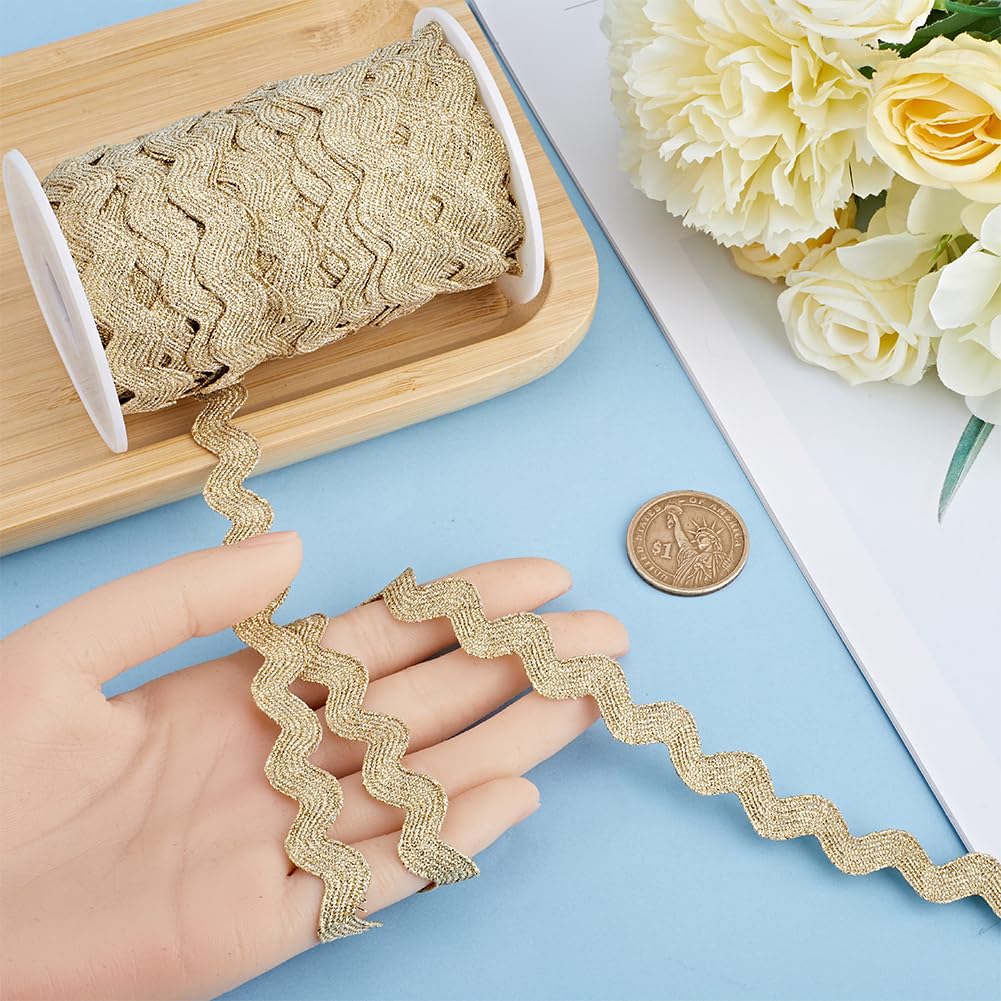 GORGECRAFT 1 Roll 25 Yards RIC Rac Trim Ribbon Rick Rack 8mm Wave Sewing Bending Fringe Trim Braided Woven Fabric for Sewing Flower Making Wedding Dress Party Lace Ribbon Craft - Image 3
