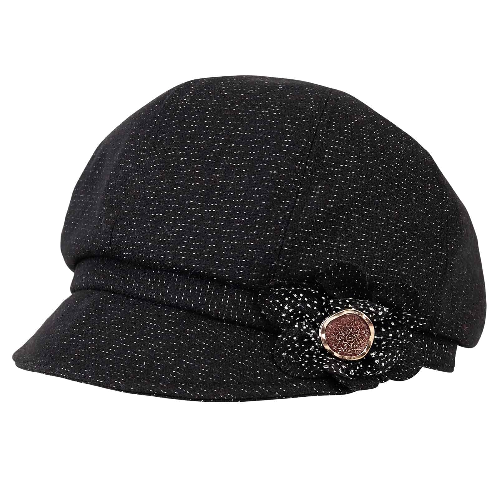 Juiterchy Women Retro Classic Visor Newsboy Cabbie Cap Beret Hats with Flower Buckle for Woman Ladies