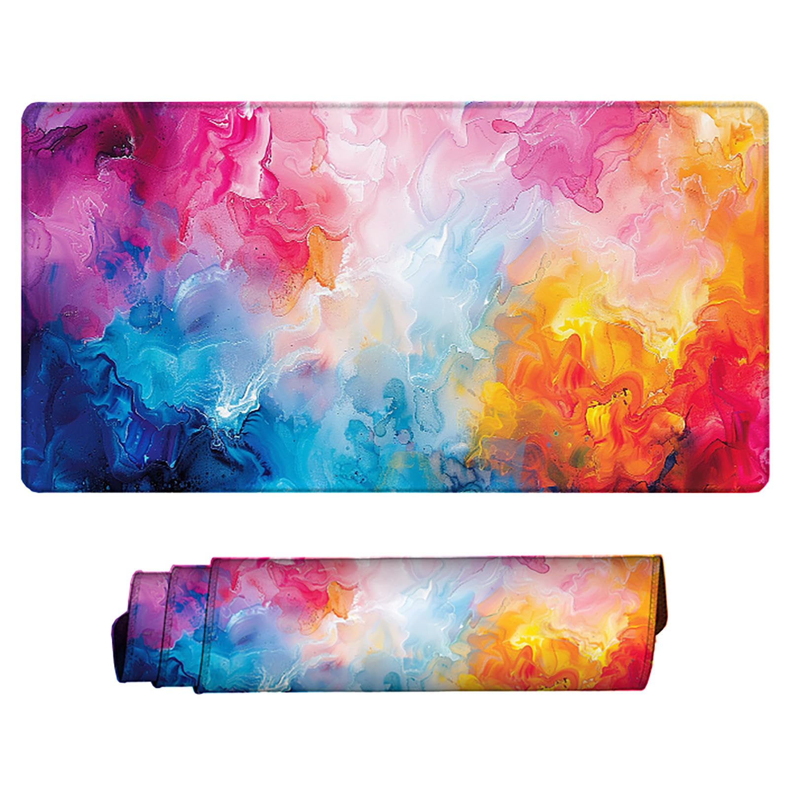 Kolorowa podkładka pod mysz XXL, podkładka na biurko, 1200 x 600 cm, szyte krawędzie, podkładka pod mysz, gumowa podstawa, dym, podkładka pod mysz, stabilna przyczepność na gładkich
