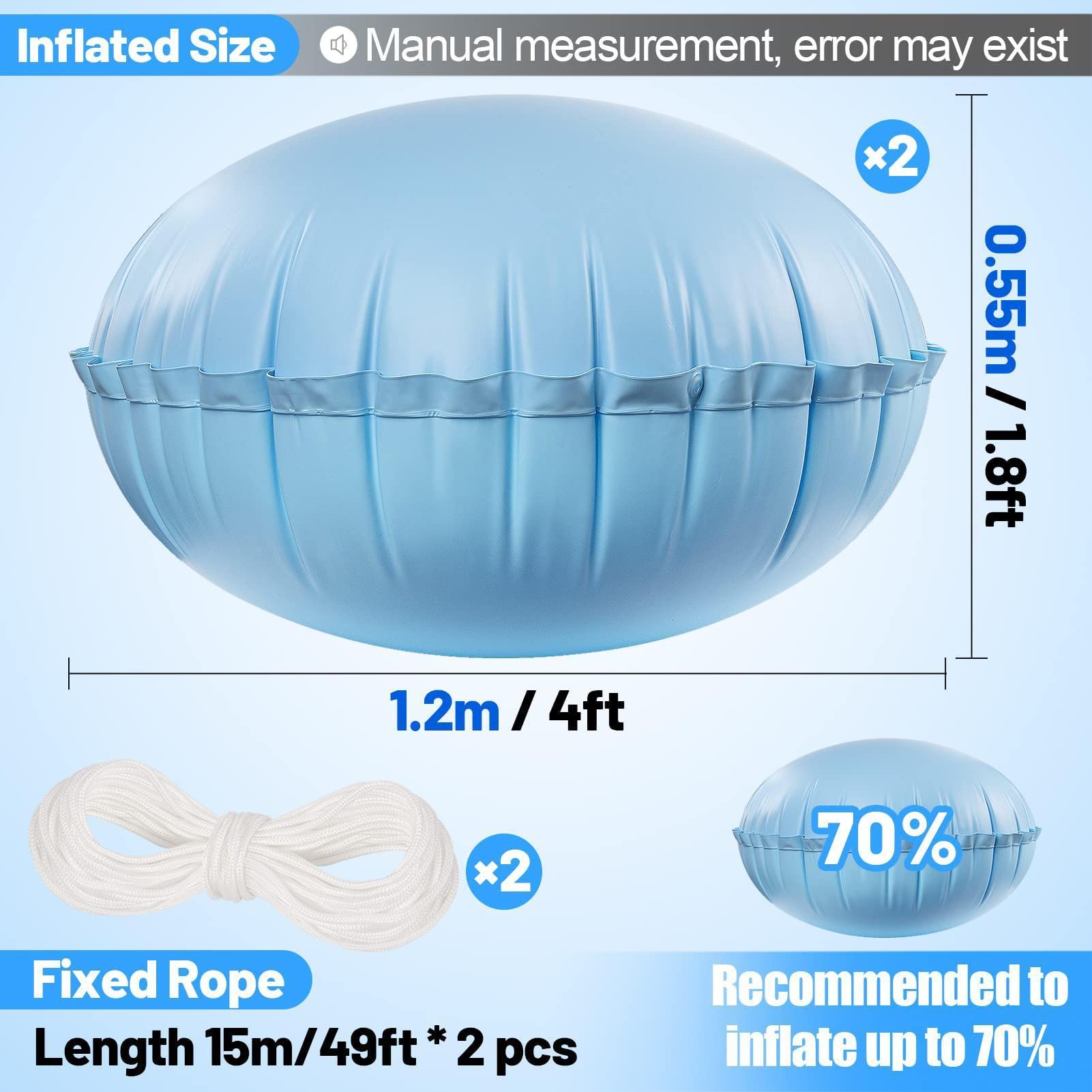 Zwembad luchtkussen, ijs equalizer luchtkussen voor bovengrondse winter zwembadhoezen, zwembad accessoires zwembad kussens voor sluiting winter, opblaasbaar zwembad kussen 4* 4 ft