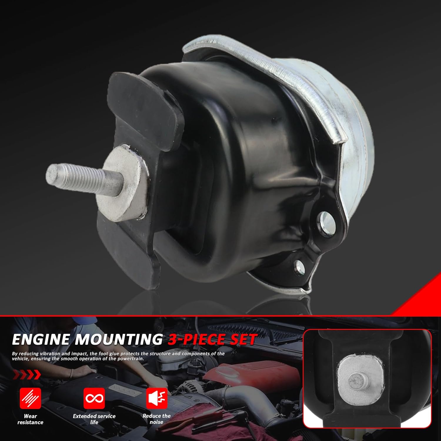 2007-2019 for BMW X5 E70 X6 E71 Left + Right Engine Motor Transmission Mounts Set 3 Replace Number# 22116865145,22116865146,22326780025