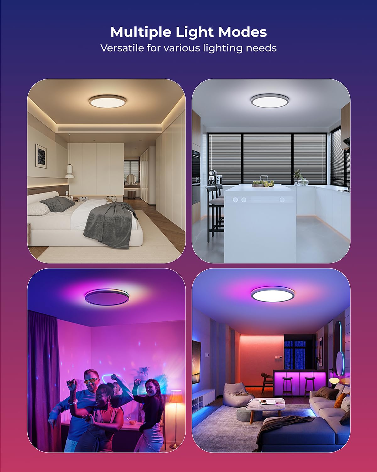 Matane Smart Deckenlampe RGB, LED Deckenleuchte Dimmbar 24W, 16 Millionen DIY Farben, Kompatibel mit Alexa & Google Assistant, RGB Deckenlampe Led für Wohnzimmer, Schlafzimmer, Kinderzimmer, Weiß 30CM