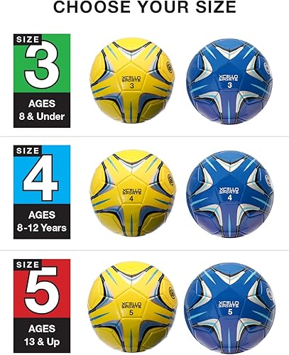 Miniatura 3 de Balón de fútbol tamaño 5, paquete de 2 (azulplata, amarilloazul) con bomba