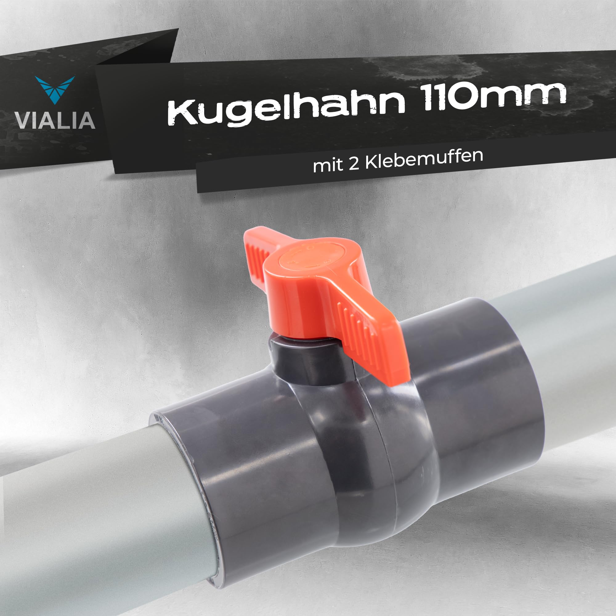 PVC Kugelhahn 110mm | Absperrhahn mit 2x Klebemuffe zum Verkleben | Langlebiges PVC-U | Salz- & Chlorwasserbeständig | Für Poolbau, Teich & Bewässerung | Mühelose Wasserregulierung