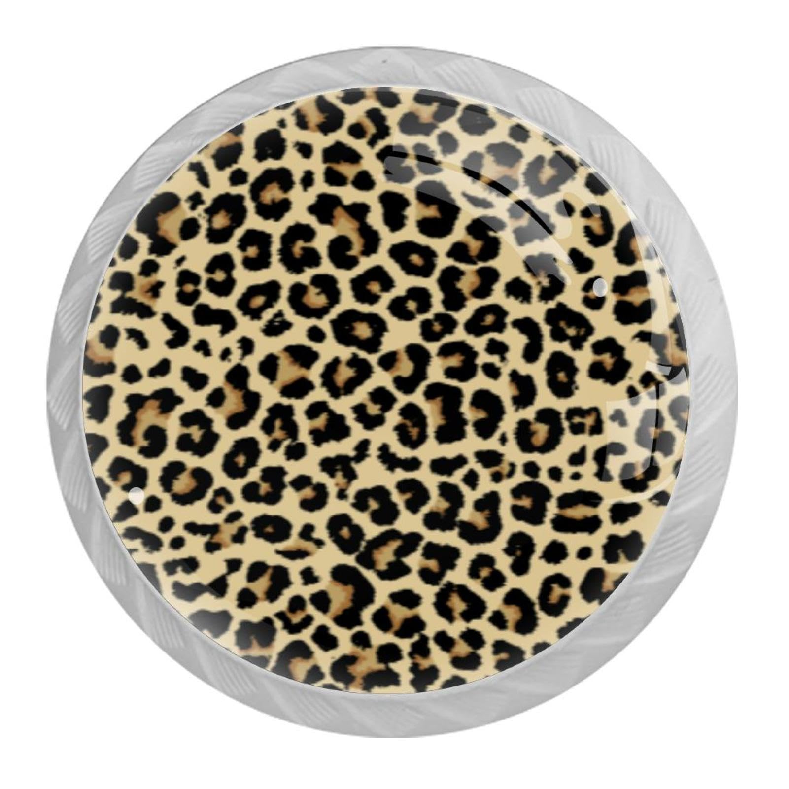Tqmspg 4 Pieces Drawer Pulls Leopard Pattern Door Knobs Dresser Handles for Kitchen Wardrobe Cupboard Hardware Furniture