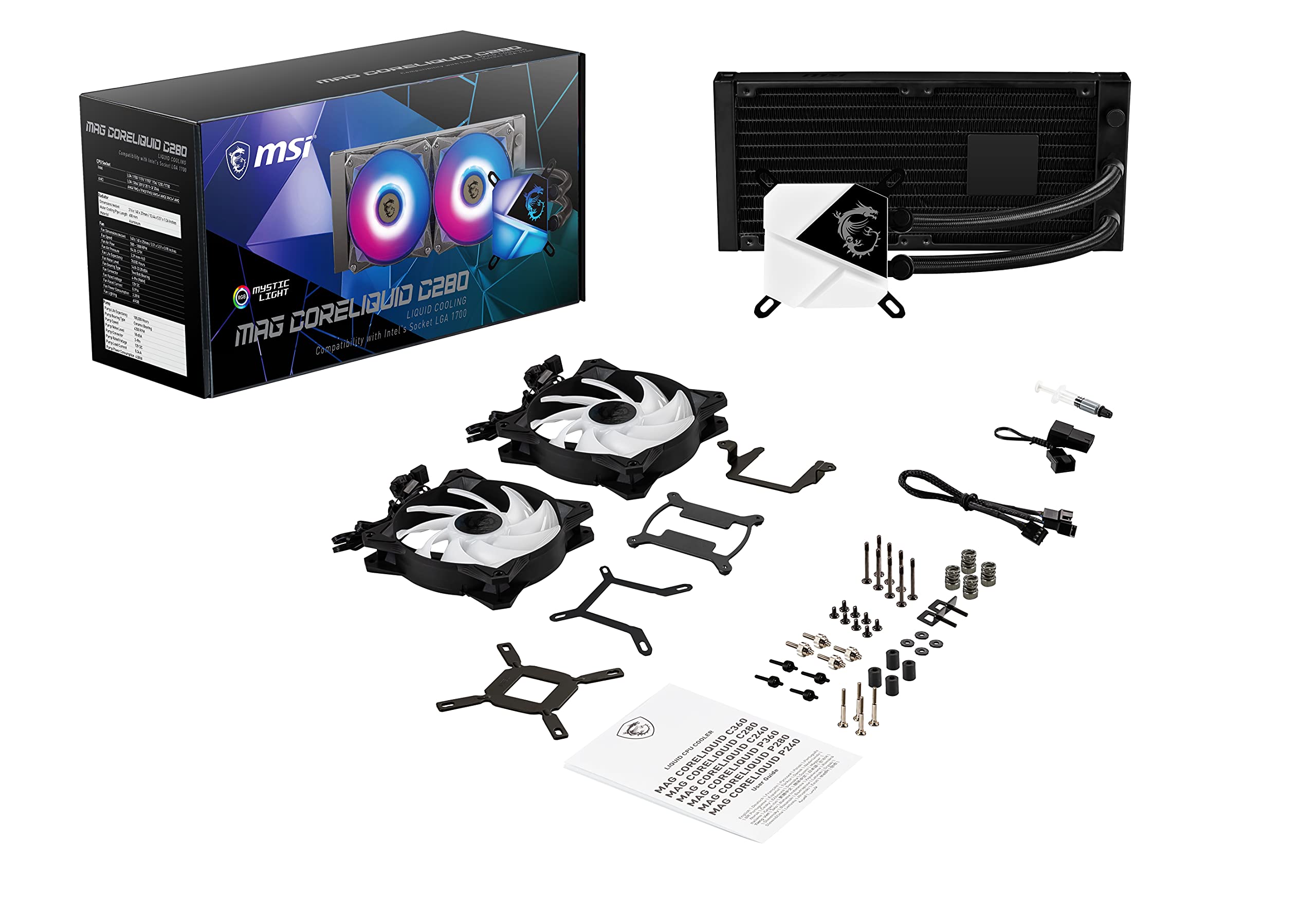 MSI MAG CoreLiquid C280 AIO ARGB CPU Liquid Cooler 280mm Radiator