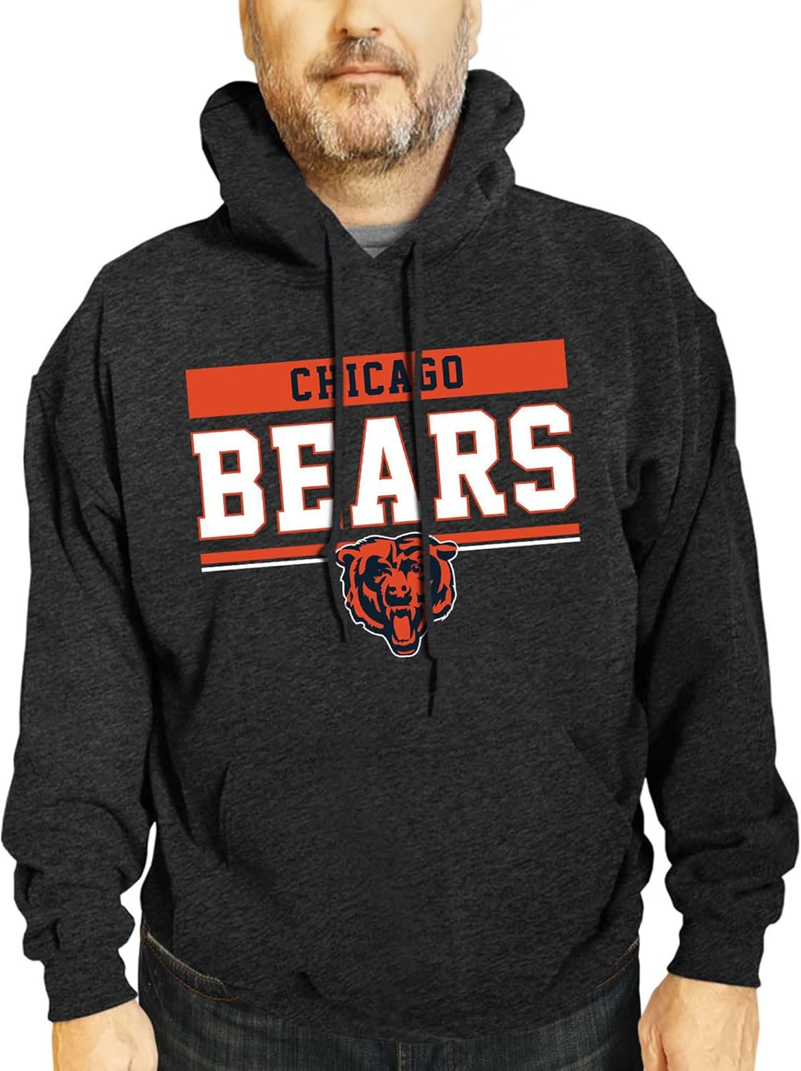 Team Fan Apparel NFL Adult Gameday Charcoal Hooded Sweatshirt - Cotton & Polyester Blend - Stay Warm and Represent Your Team