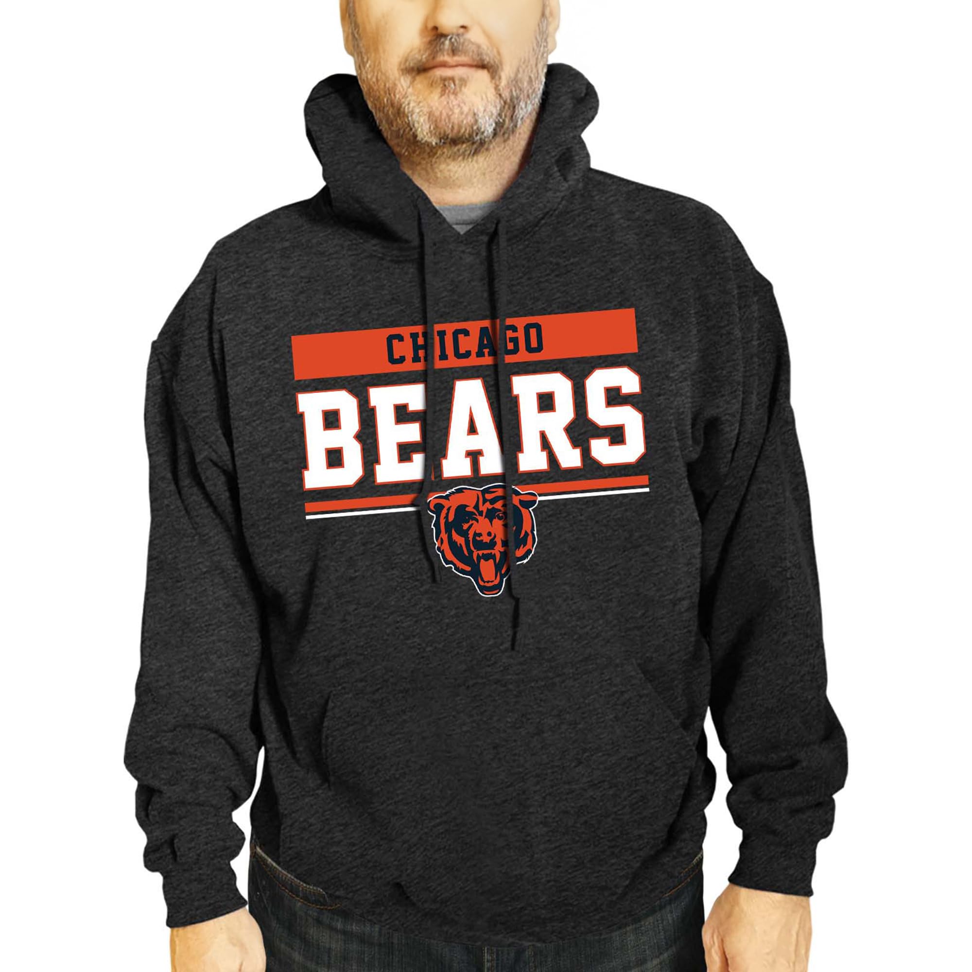 Team Fan Apparel Unisex Charcoal Nfl Adult Gameday Hooded Sweatshirt - Cotton & Polyester Blend - Stay Warm And Represent Your Team, Large