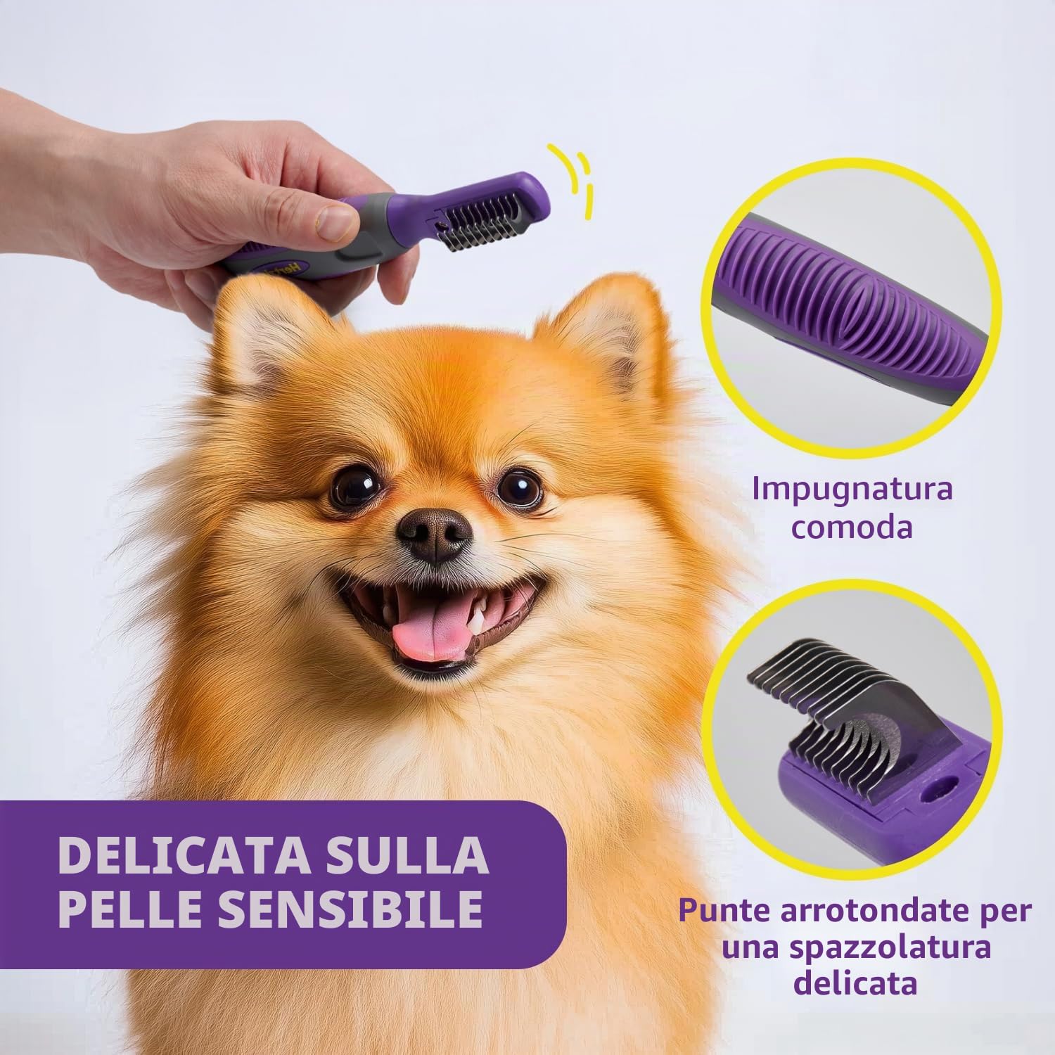 Hertzko - slanatore per cani e gatti - rimuove grovigli, nodi e peli morti