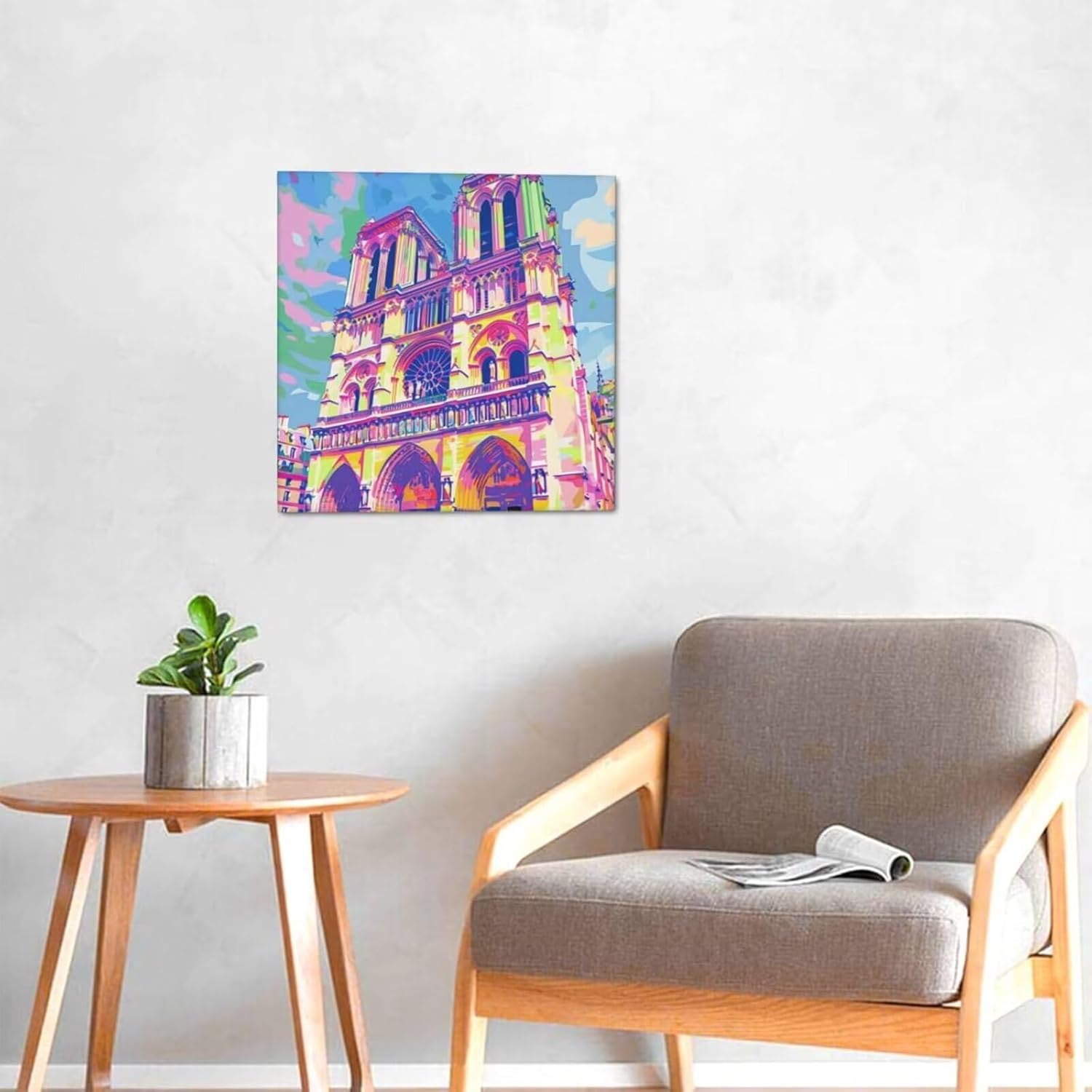 Paint by Numbers Kit for Adults Paris Scenery Paint by Numbers On Canvas with Framed, Oil Painting Art Set Acrylic Painting Drawing Easy DIY Hobbies for Women, Home Wall Decor Gifts 16x16 inch FA-649