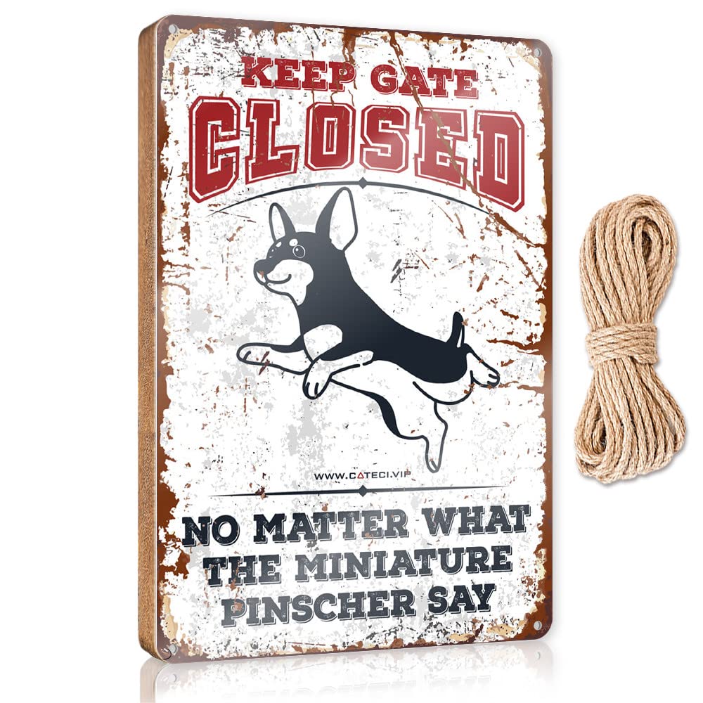 Dtha Men's One Color Wall Hanging Decor Keep Gate Closed No Matter What The Miniature Pinscher Say Wooden Sign Pool Decorations Outdoor Boss Day Gifts(15X28cm)