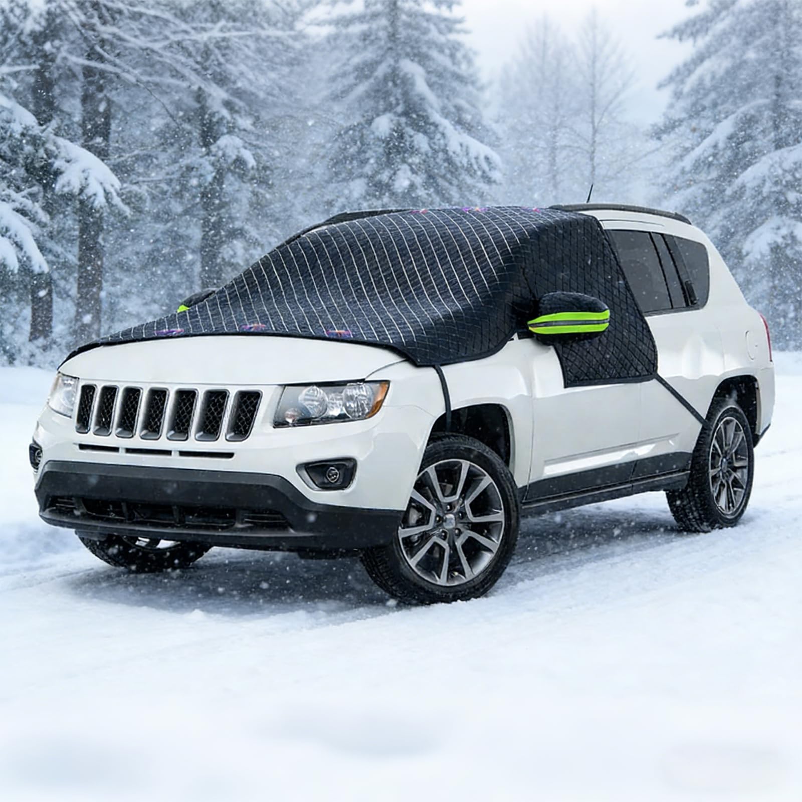 Bâche Pare-Brise Voiture Magnétique Protection Givre Hiver - Couverture Pare Brise Anti Neige Glace Pluie Soleil UV avec Fixation Sécurisée pour Voiture SUV (Grande Taille)