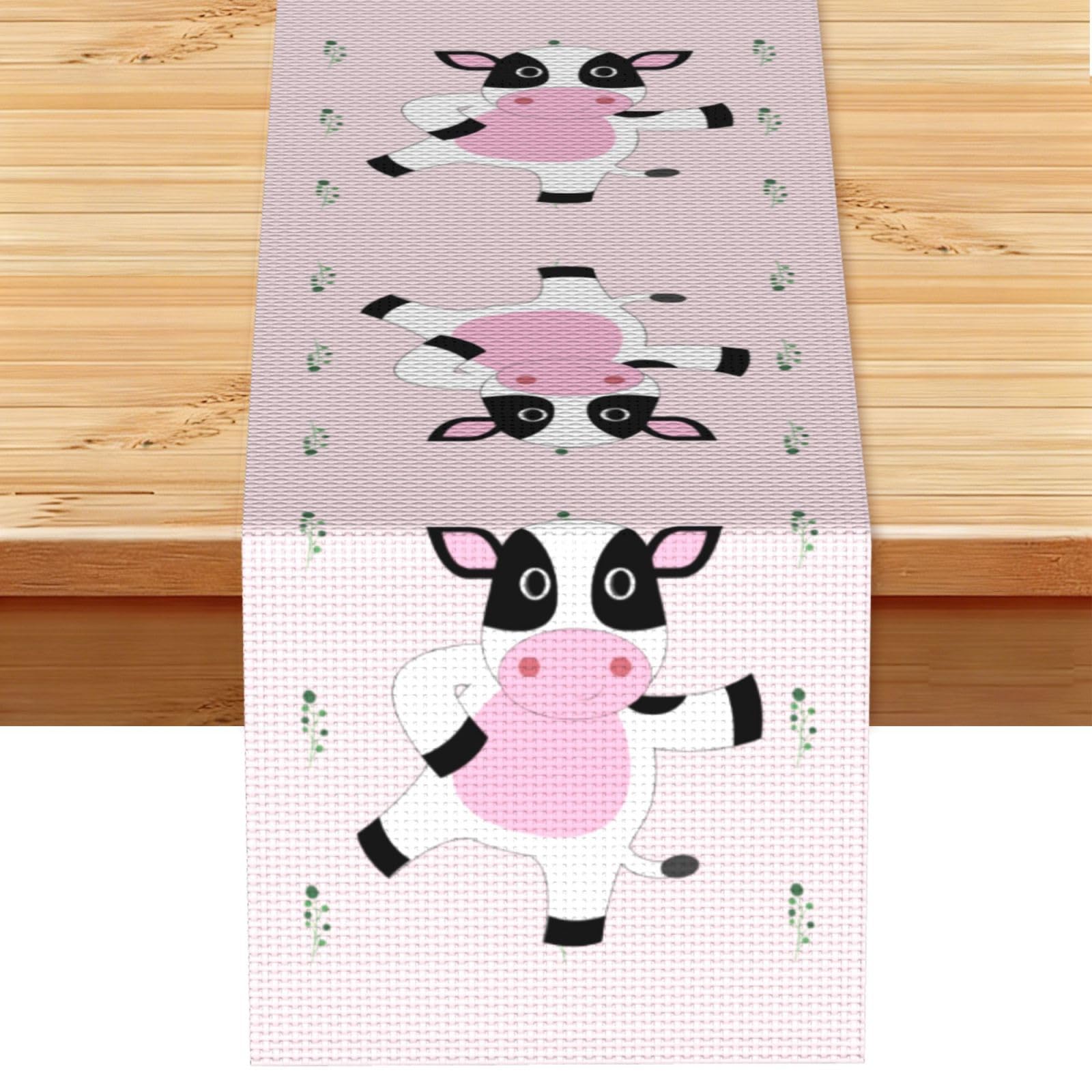 cartoon calf Linen Feel Table Runner Wedding Party Home Decoration
