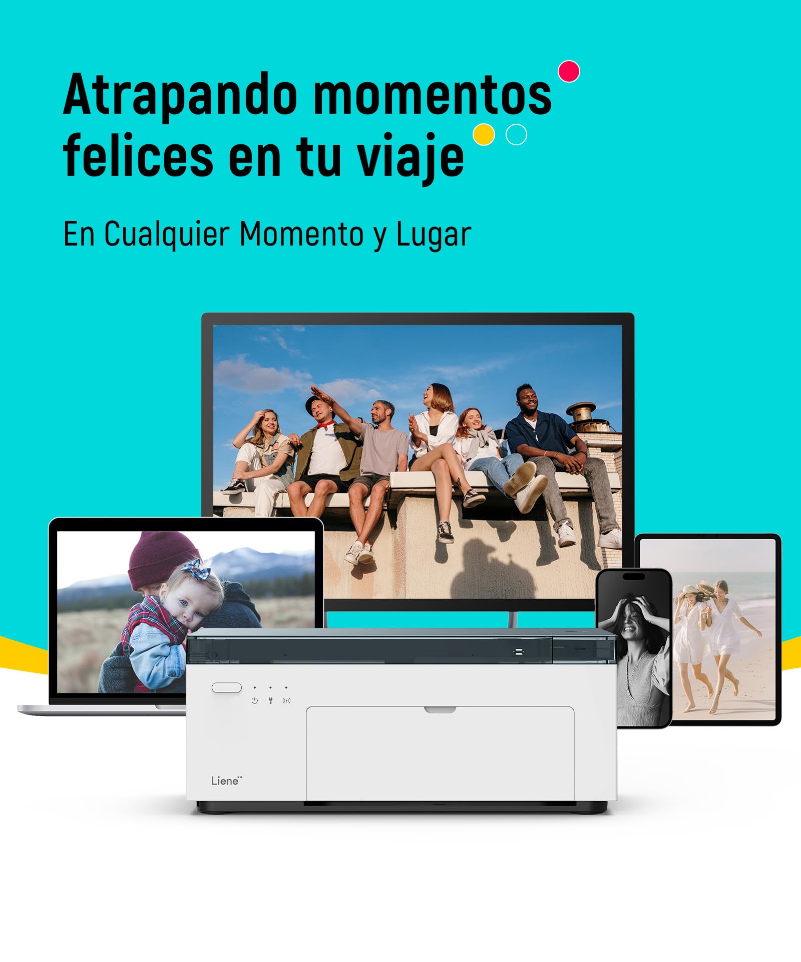 Liene Amber M100 Impresora Fotográfica, 10 X 15 WiFi Impresora Fotográfica Instantánea para PC/iPhone/Android, con 20 Papeles Fotográficos/Cartucho, Impresión a Sublimación, 300DPI, Impresora Móvil