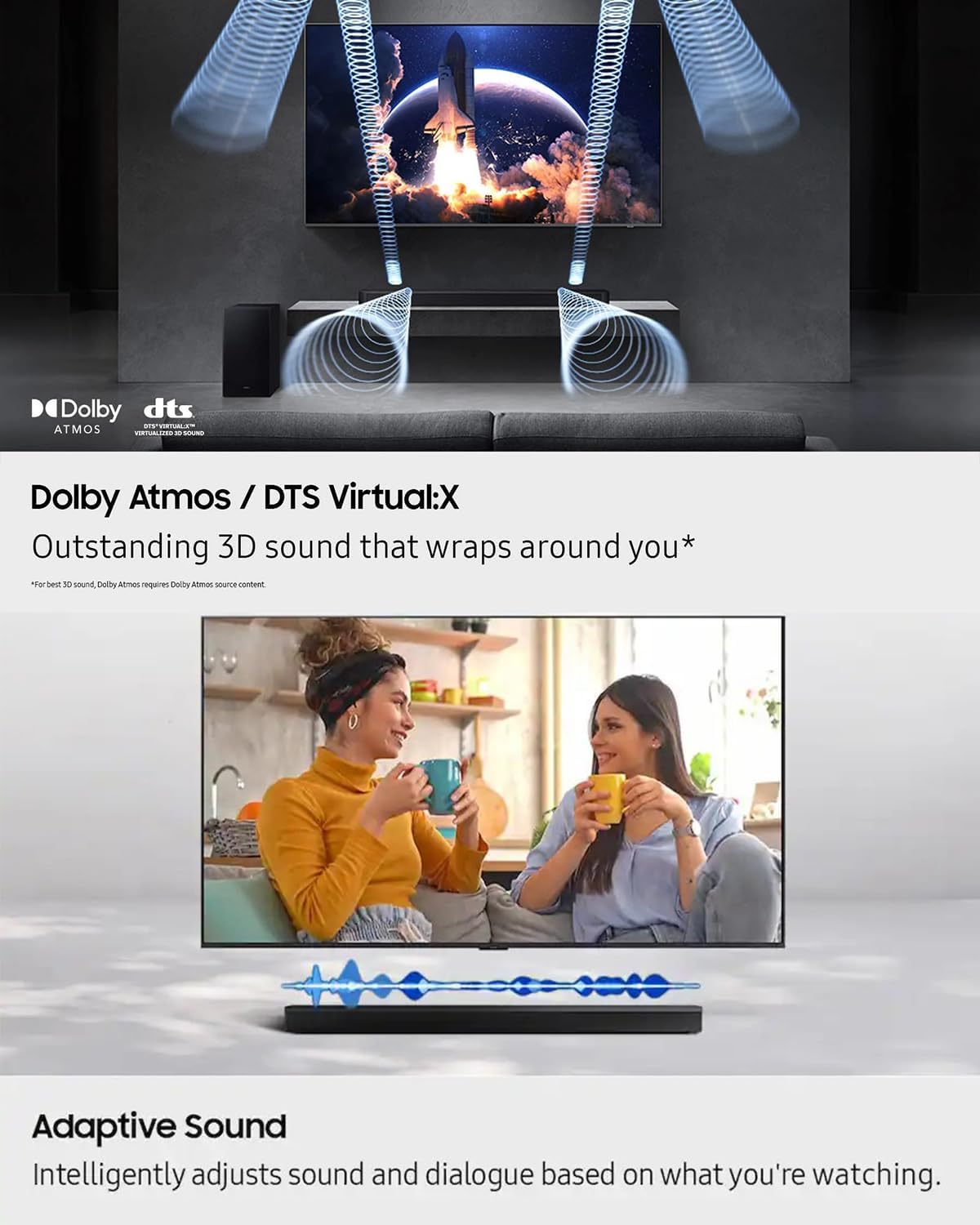 Samsung Q-Series Soundbar, HW-Q600F 3.1.2ch Soundbar, with Wireless Subwoofer, Dolby Audio/DTS Virtual:X, Q-Symphony & Game Pro Mode