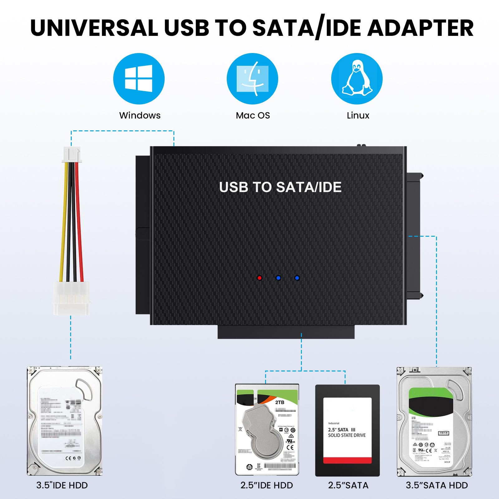 Zewnętrzna obudowa dysku twardego do 2,5-calowego dysku twardego SATA SSD HDD USB 3.0 do SATA III 7 mm 9,5 mm kompatybilna z WD Seagate Toshiba Samsung Hitachi PS4 Xbox (obudowa E39)