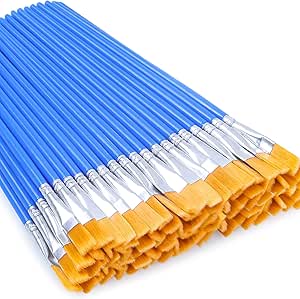 50 Pcs Flat Paint Brushes for Touch Up, Anezus Small Paint Brushes for Classroom Crafts Paint Brushes for Acrylic Painting Watercolor Canvas Face Painting
