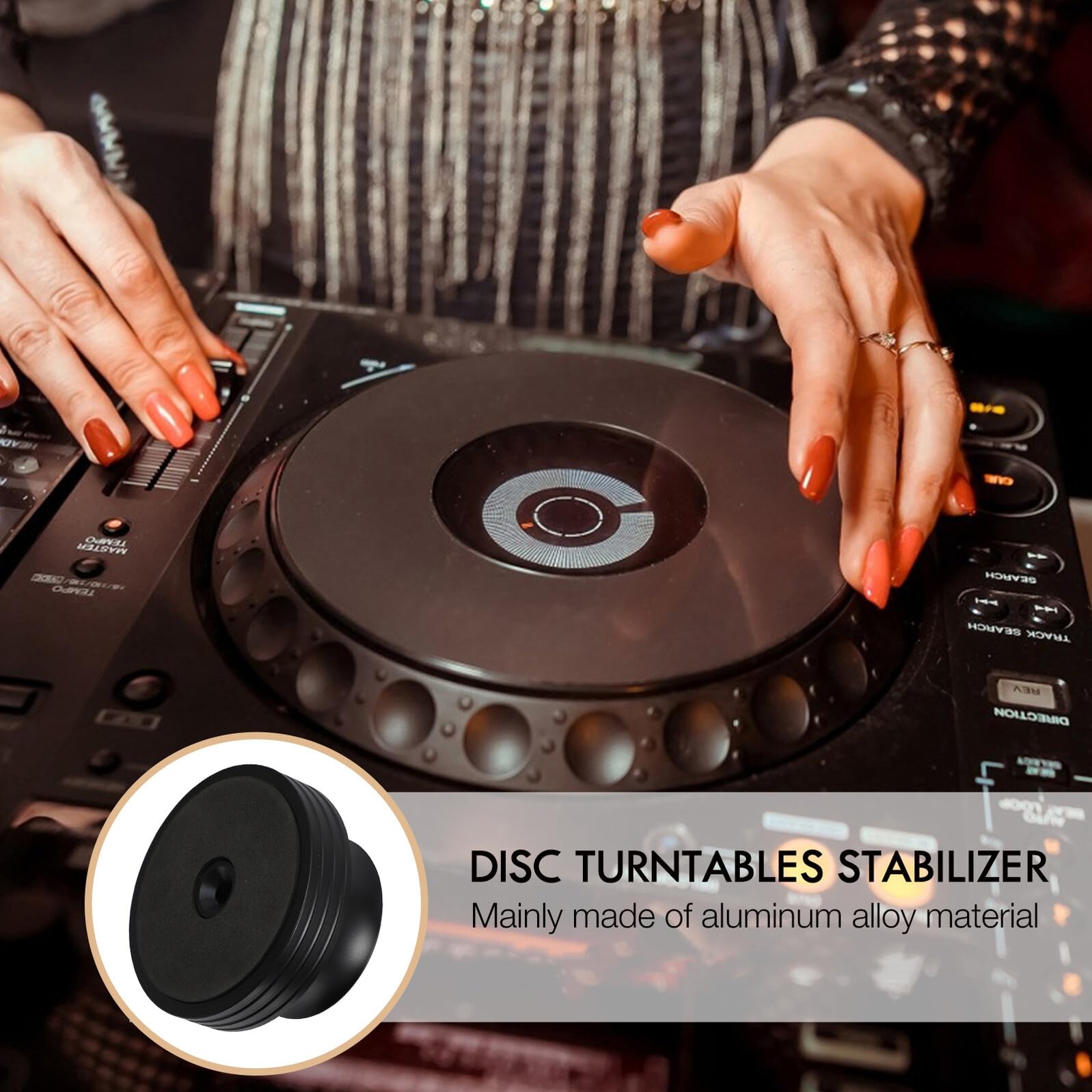 Toddmomy Estabilizador de Peso de Aluminio para Discos de Vinilo Reducción de Vibraciones Mejora Sonido Tocadiscos Accesorio Duradero Negro