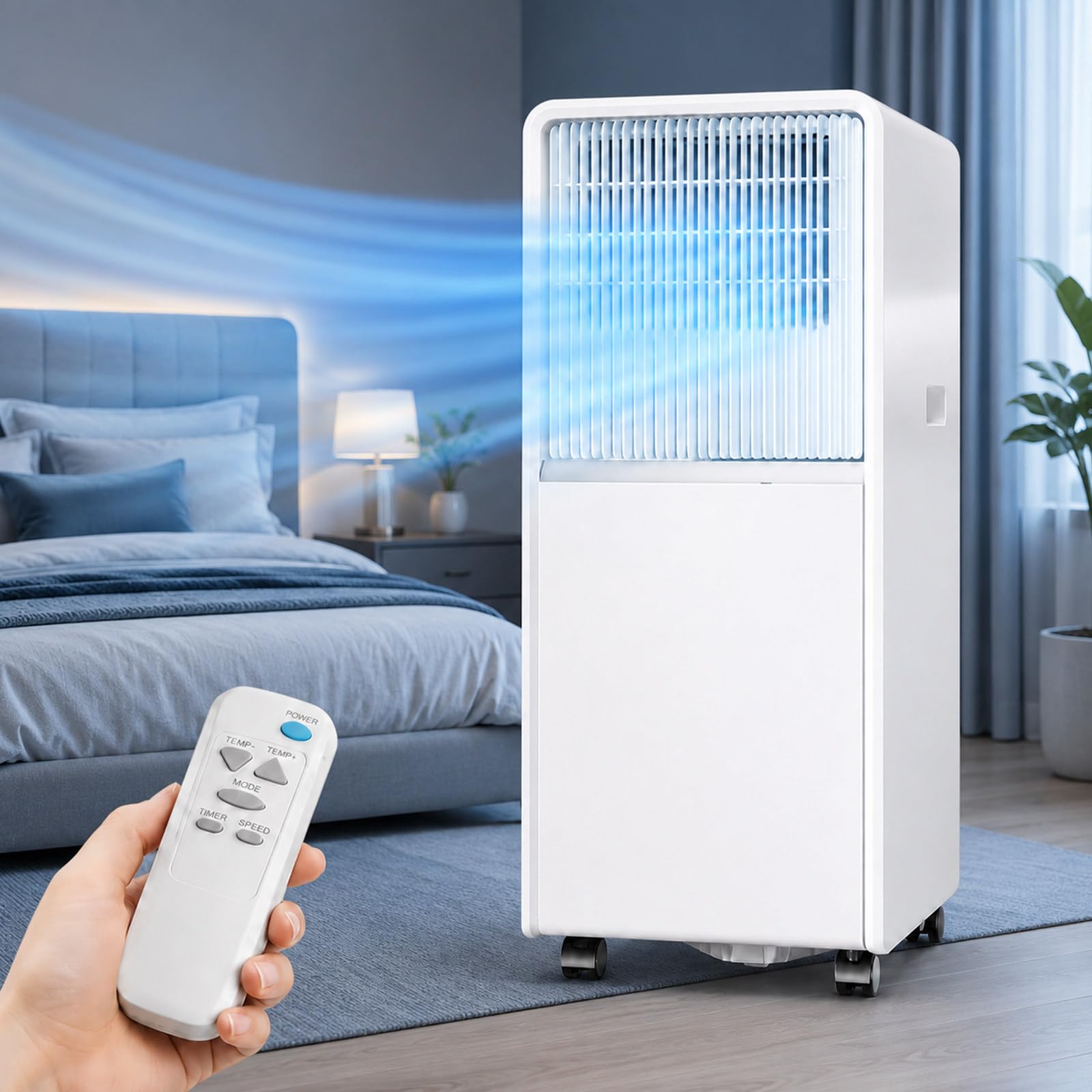 Billg Condizionatore Portatile Senza Tubo, Condizionatore Portatile 12000 Btu per Ambienti Fino a 30 M³, Raffreddamento e Deumidificazione – modalità Sonno e Timer