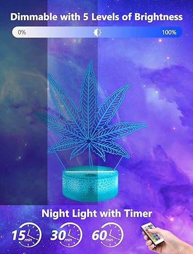 Miniatura 5 de FULLOSUN Regalo de ilusión de hojas, luz nocturna de ilusión de hojas para niños (con control remoto), luces de iluminación 3D, regalo para niños,