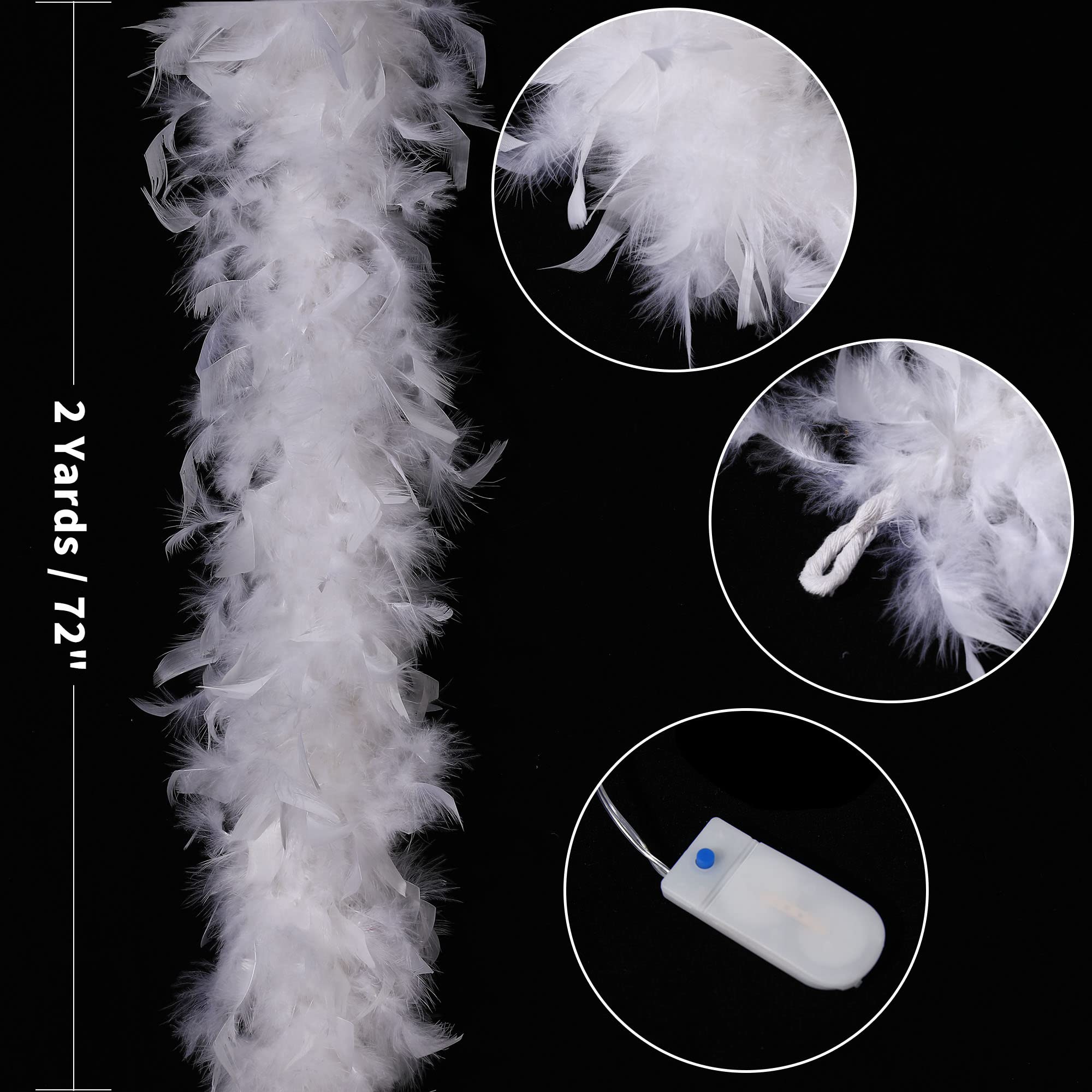 Larryhot White Light Up Feather Boa - Image 3