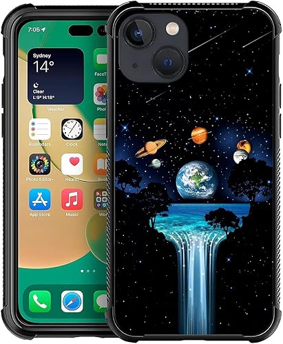 WANKBLC for iPhone 13 Case, Earth Global Village Crazy Pattern Shockproof Protec