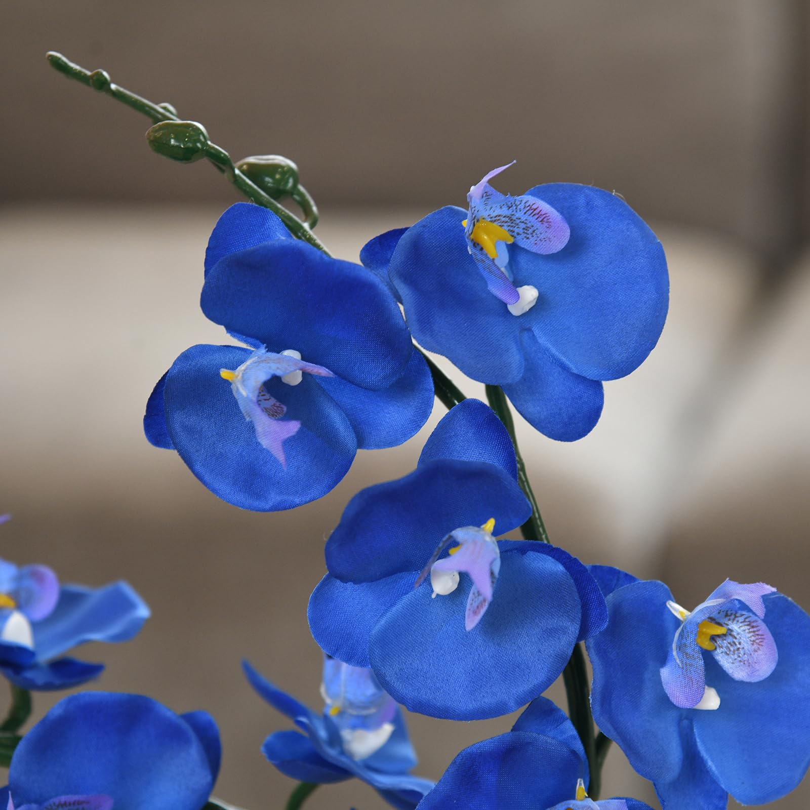 Orquídea Artificial de Seda Phalaenopsis de 15 Pulgadas de Alto (Azul Marino)