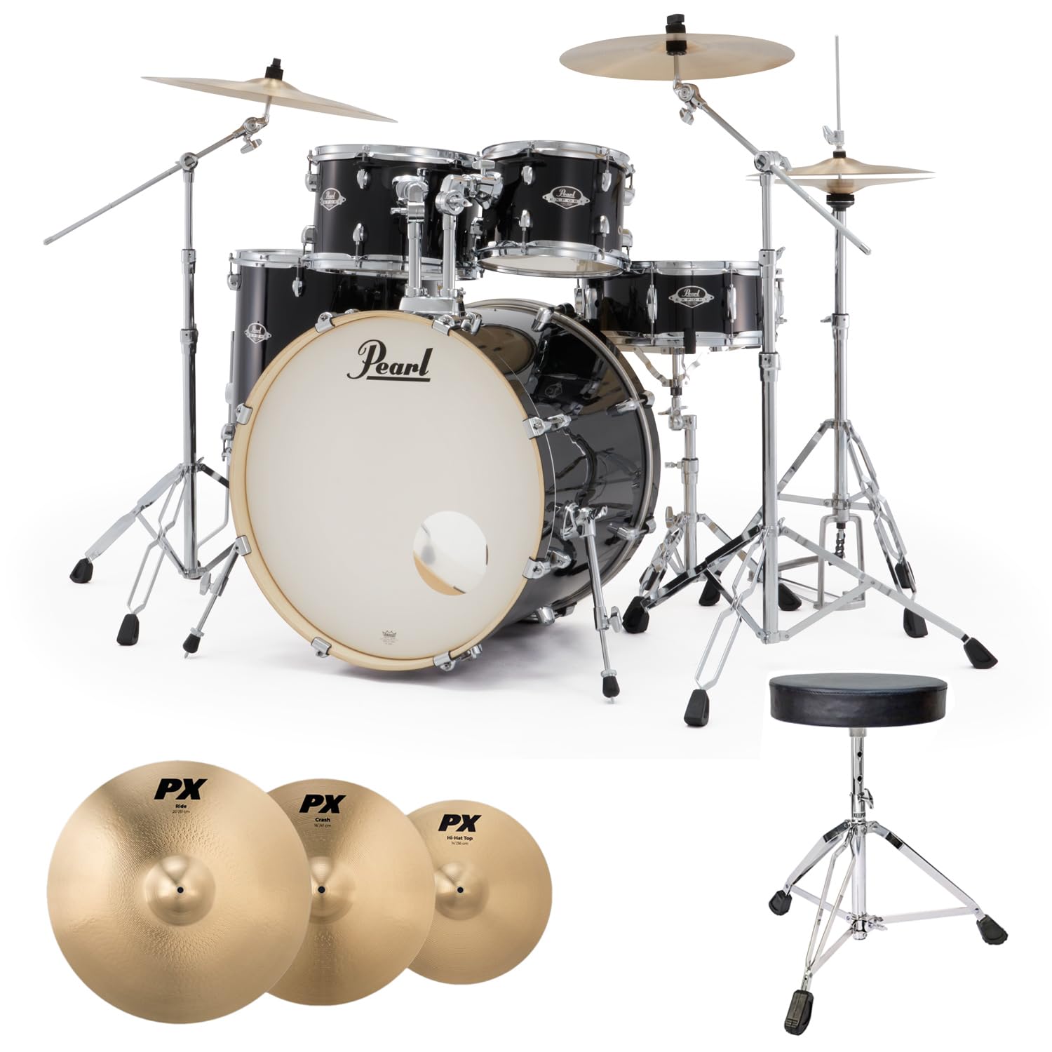 Pearl Export exx725sz/C31 Black + Sabian Set de cymbales + Tabouret gratuit.