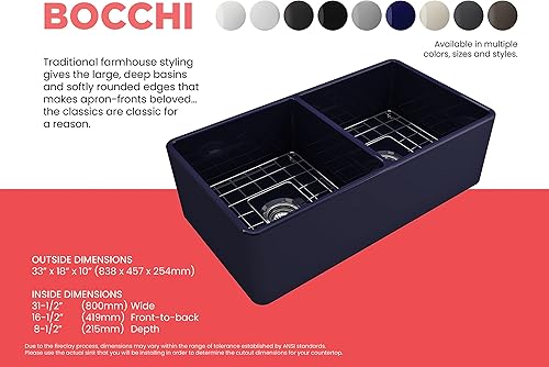 Miniatura 116 de BOCCHI Classico Farmhouse Delantal de arcilla refractaria delantera de 20 pulgadas. Fregadero de cocina de un solo tazón con rejilla inferior Café