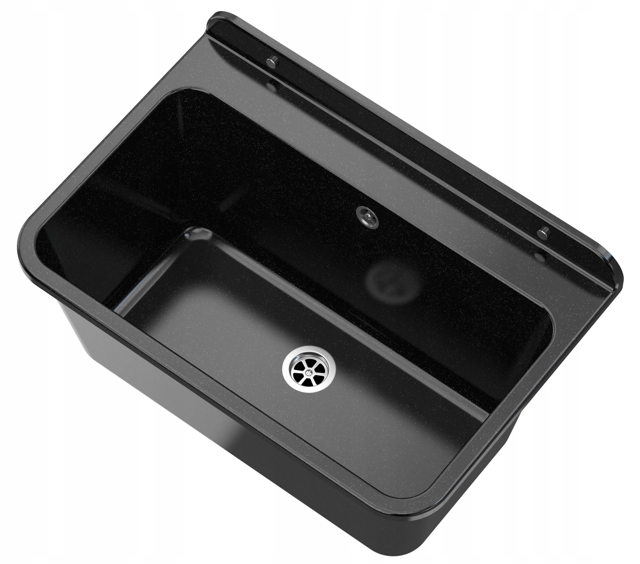 Granitan Évier de vidange pour garage, cave, atelier - Bac de lavage universel avec siphon, mitigeur de lavabo et distributeur de savon pour évier de cuisine - Lavabo mural en polypropylène - 61 x 41