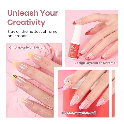 Miniatura 5 de Beetles - Juego de esmalte de uñas de gel con líneas de arte, esmalte de uñas de gel en blanco, oro y rojo con purpurina, punta francesa neón, uñas