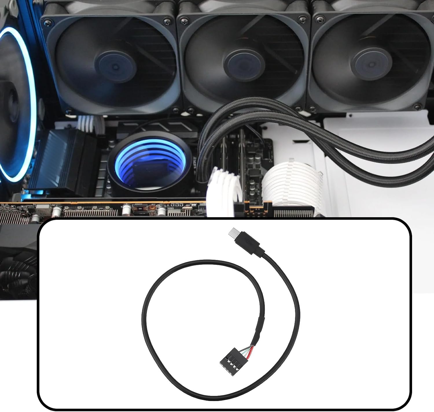 ECSiNG 1x 9 Pin USB Cable Wire Replacement Compatible with NZXT Kraken X73 X53 X63 CPU Liquid Cooling Radiator, Straight Connector image 2