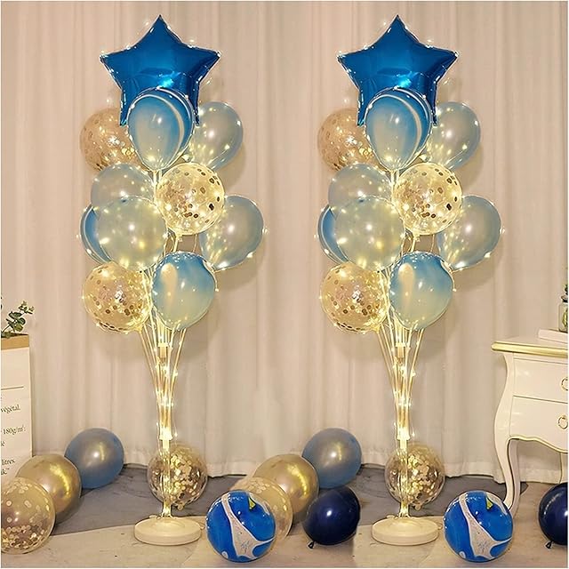 2-piece Set Light Up Balloon Stand for Floor - 160cm Balloons Column Stand Kits Suitable for Party, Wedding, Anniversary Any Holiday Dinner Decoration