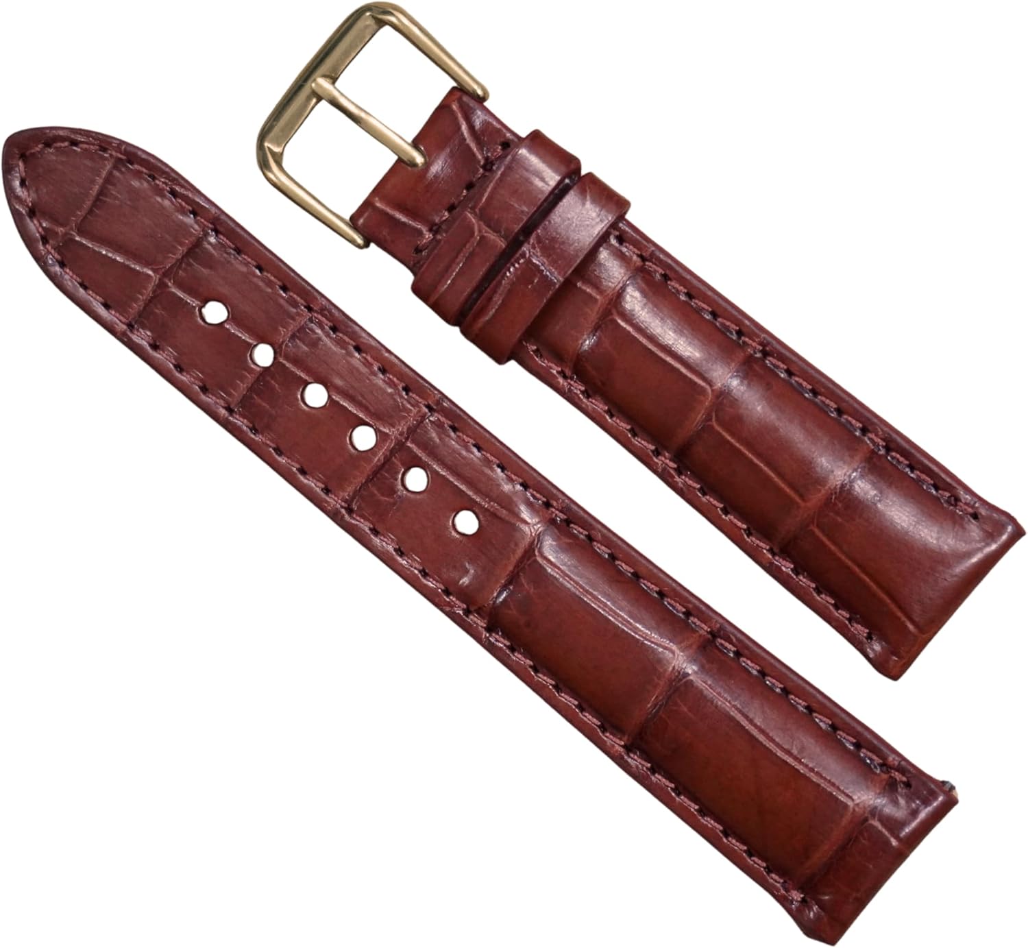 Cognac Handmade Genuine Crocodile Alligator Belly Skin Leather Quick Release Men's Watch Strap Band With Buckle 18mm 19mm 20mm 21mm 22mm