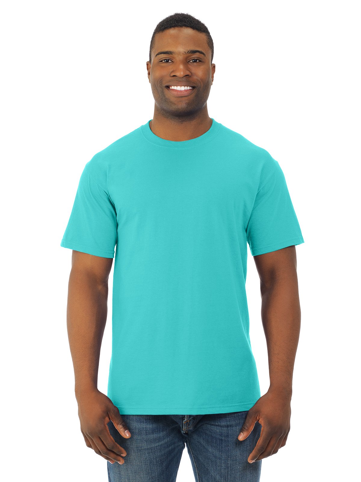 Fruit Of The Loom Men's Scuba Blue Hd Cotton Short Sleeve Crew T-Shirt, 2XL,
