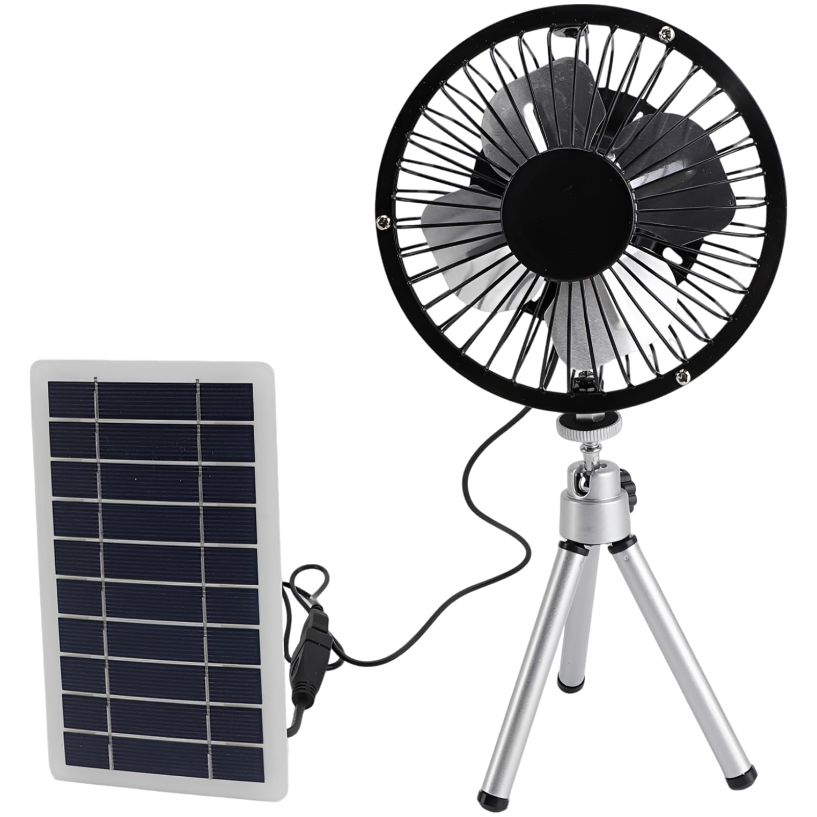 Ventilador con energía solar ajustable y portátil con puerto USB color verde