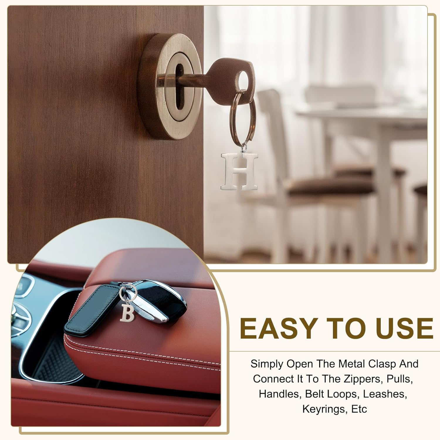 PATIKIL Initial Letter Keychain, DIY Pendant Keyring Bag Backpack Decor A-Z Alphabet Key Ring for Purse Handbag - Image 5